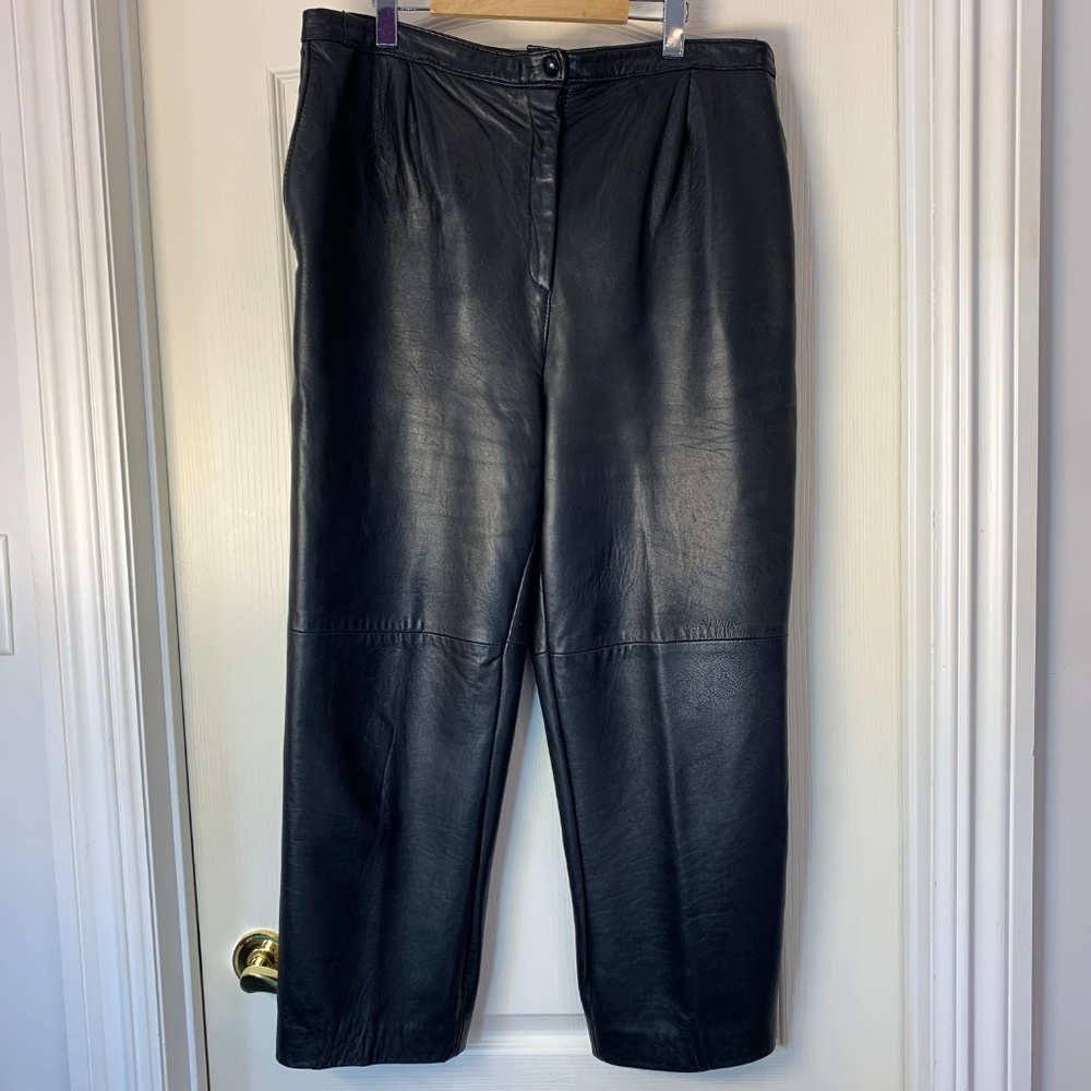 Margaret Godfrey Leather Pants Made in Canada‎ Vintage 90s Black Size 13
